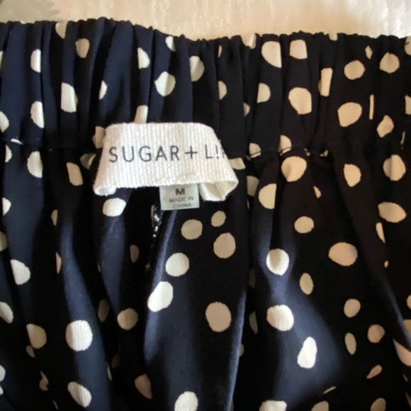 Sugarlips Navy and Cream Polkadot Wide Leg Pants - Picture 4 of 9